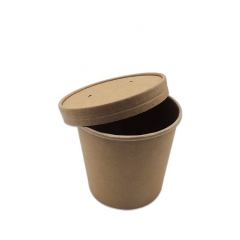 Taza de sopa desechable de papel Kraft para uso alimentario con tapa de papel