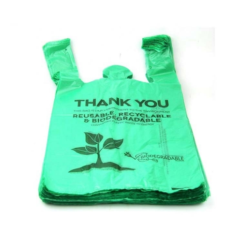 Bolsa de embalaje de camiseta 100% biodegradable de maicena en rollo desechable compostable