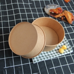 Tazón de ensalada de papel kraft desechable para sopa caliente para llevar