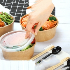 Salad Serving Bowl Disposable Paper food Bowl With lid