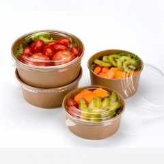 1500ml Paper Container For Food Kraft Paper Salad Bowl With Lid