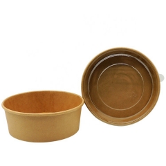 1300ML disposable food grade kraft Paper Bowls With Clear PET Lids
