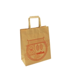 Wholesales Custom Logo Printed Take Away Food Packaging Shopping Brown Paper Bag