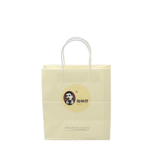 खाद्य वितरण के लिए लोगो मुद्रित पैकेजिंग बैग बायोडिग्रेडेबल क्राफ्ट पेपर बैग