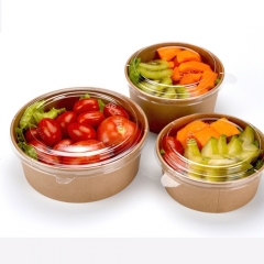 1500ml Paper Container For Food Kraft Paper Salad Bowl With Lid