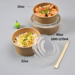 1000ml Takeaway Food Container Paper/Custom Kraft Paper Salad Bowl