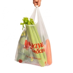 Takeaway के लिए डिस्पोजेबल कस्टम लोगो कॉर्नस्टार्च पैकेजिंग शॉपिंग बैग