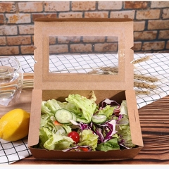 Paquete de caja de papel de ensalada Kraft con ventana