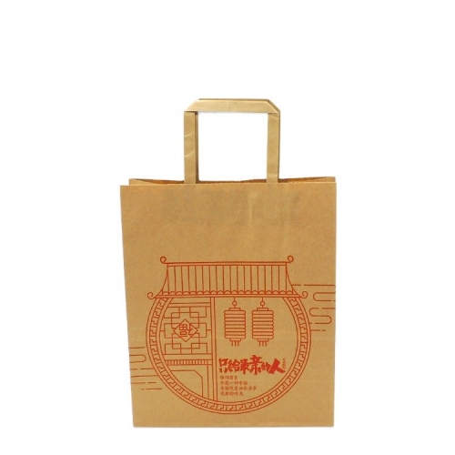 Wholesales Custom Logo Printed Take Away Food Packaging Shopping Brown Paper Bag