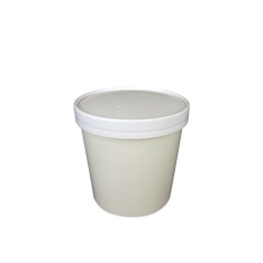 Food Grade Biodegradable White Kraft Paper Soup Containers With Cover