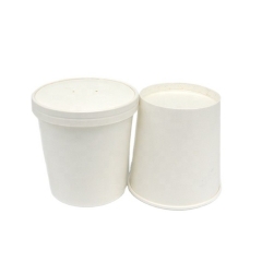 Balde de papel descartável à prova de gordura branca para xícaras de sopa com tampas
