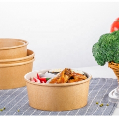 Kraft Disposable Paper Container Hot Soup Bowls With Plastic Lid