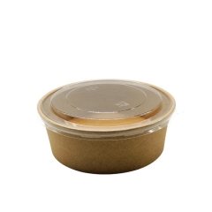 Food Grade 40oz Disposable Kraft Paper Salad Bowl With Lid