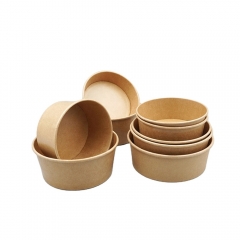 Food packing custom size Kraft Paper Bowl With PET Lid