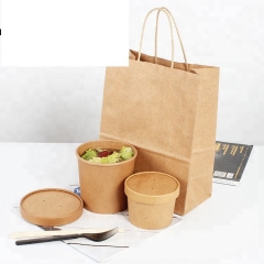 Tasses à soupe en papier jetables à emporter de récipient de nourriture biodégradable 26oz