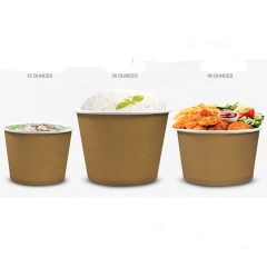350ml Disposable Take Out Paper Food Container Kraft Paper Salad Soup Bowl With Lid