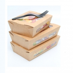 Коробка салата коробки быстрого питания коробки обеда крафт-бумаги с окном