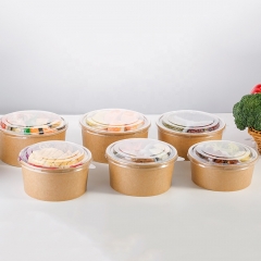 500ml Kraft Paper Food Container Bowl With Lid