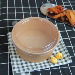 16OZ Plain Kraft Paper Bowl Salad With Cap