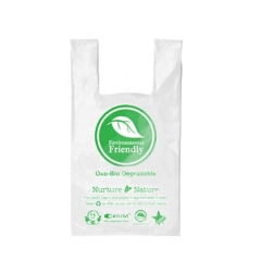 Sacs à provisions compostables qui respecte l'environnement de logo fait sur commande de fécule de mas