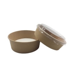 Large Capacity Romen Kraft Paper Bowl Salad Bowl With Plastic Lid