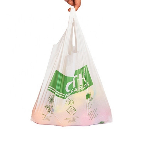 Supermarket Biodegradable Bag CPLA Disposable Shopping Bag Custom Logo