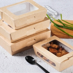 Paquete de caja de papel de ensalada Kraft con ventana