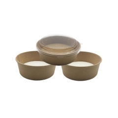 Large Capacity Romen Kraft Paper Bowl Salad Bowl With Plastic Lid