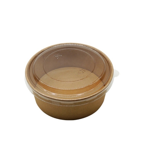 Food Grade Disposable Takeaway Kraft Salad Paper Bowl With Lid