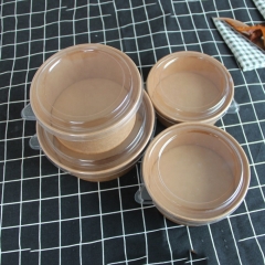 キャップ付き16OZプレーンクラフトペーパーボウルサラダ