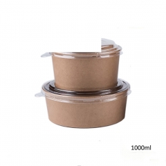 Conteneur de nourriture pour salade de papier kraft brun 1000ML1200ML à emporter