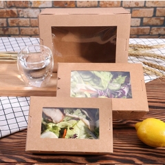Pacote de caixa de papel de salada kraft com janela