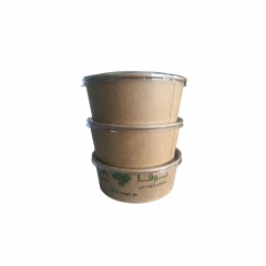 1090ml Brown Kraft Paper Salad Bowl with PET Lid For Euro Market