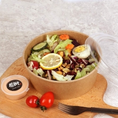 Recipiente de comida de papel kraft para viagem para salada