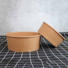 Embalagem de alimentos tigela de papel kraft de Tanho personalizado com tampa PET