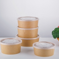 Bols à soupe chauds en papier jetables Kraft avec couvercle en plastique