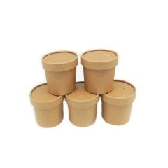 Takeaway kraft paper soup cup with paper lids