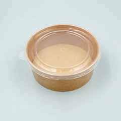 Food packing custom size Kraft Paper Bowl With PET Lid