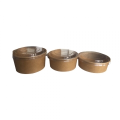 500ml Disposable Kraft Paper Salad Bowl with PET Lid