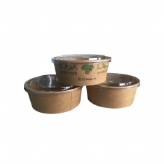 1090ml Brown Kraft Paper Salad Bowl with PET Lid For Euro Market