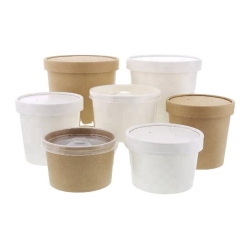 Seau de récipient de tasse de soupe de papier de carton blanc de 12 oz