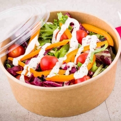 Tigela de papel descartável para salada de 1090 ml com tampa