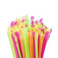 Individually Wrapped Eco Drinking Disposable PLA Straw with Spoon