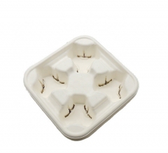 ที่วางแก้วกาแฟกระดาษไฟเบอร์อ้อยสำหรับ 4 ถ้วย