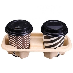 Porte-gobelet à café en bagasse biodégradable jetable transporteur de gobelets en papier