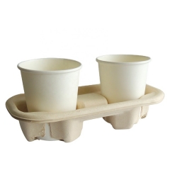 Molded Fiber Cup Holder Biodegradable Compostable Drink Carrier for Food Delivery Service