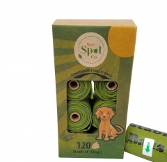 Proveedor chino verde PLA 100% bolsa de caa de perro de almidón de maíz biodegradable