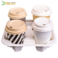 Paper Cup Carrier Disposable Biodegradable Bagasse Coffee Cup Holder