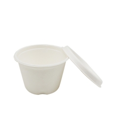 Einweg Bagasse Cup Sugarcane Biologisch abbaubare Becher mit Deckel