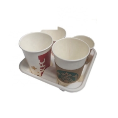 Biodegradable Sugarcane Pulp Disposable Coffee Cup Trays